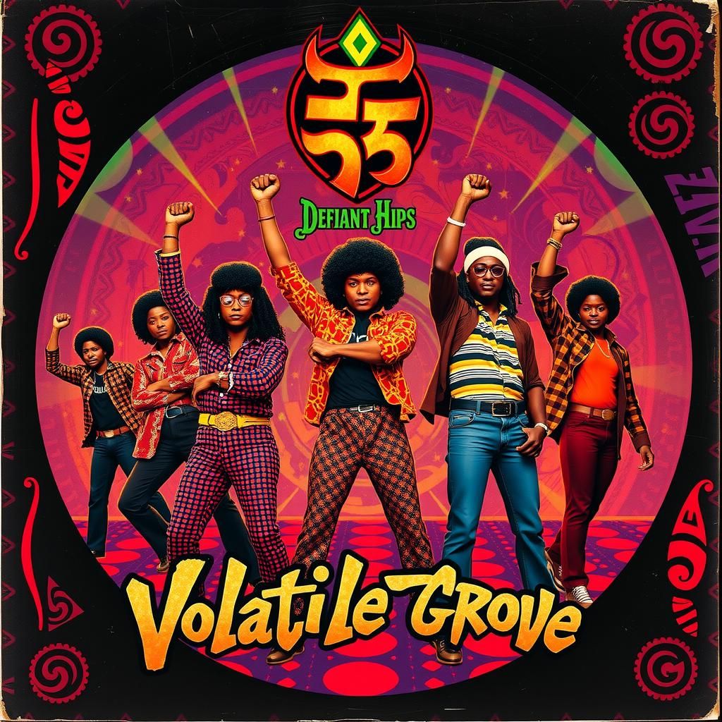 Psychedelic Afro-Funk Album Cover in Retro 70s Style