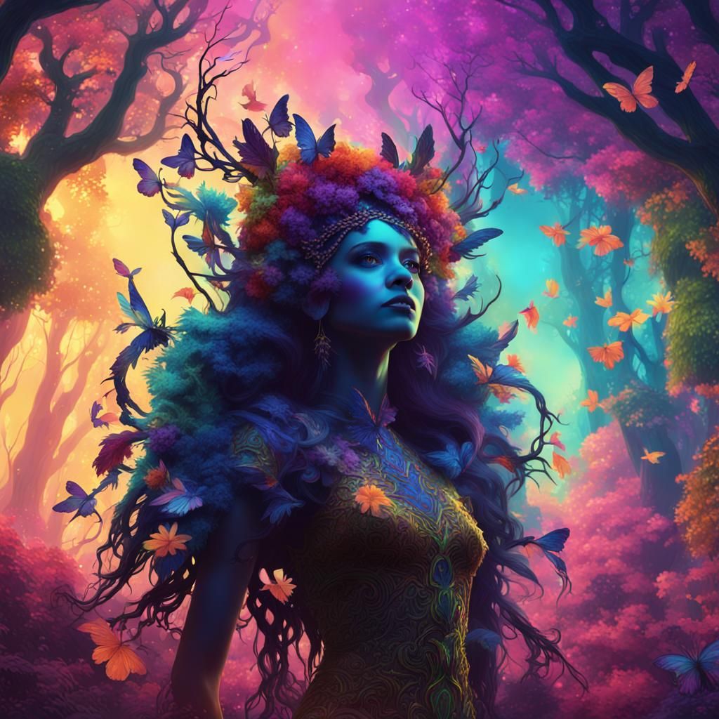 Psychedelic Spring Fairy Queen of the Forest