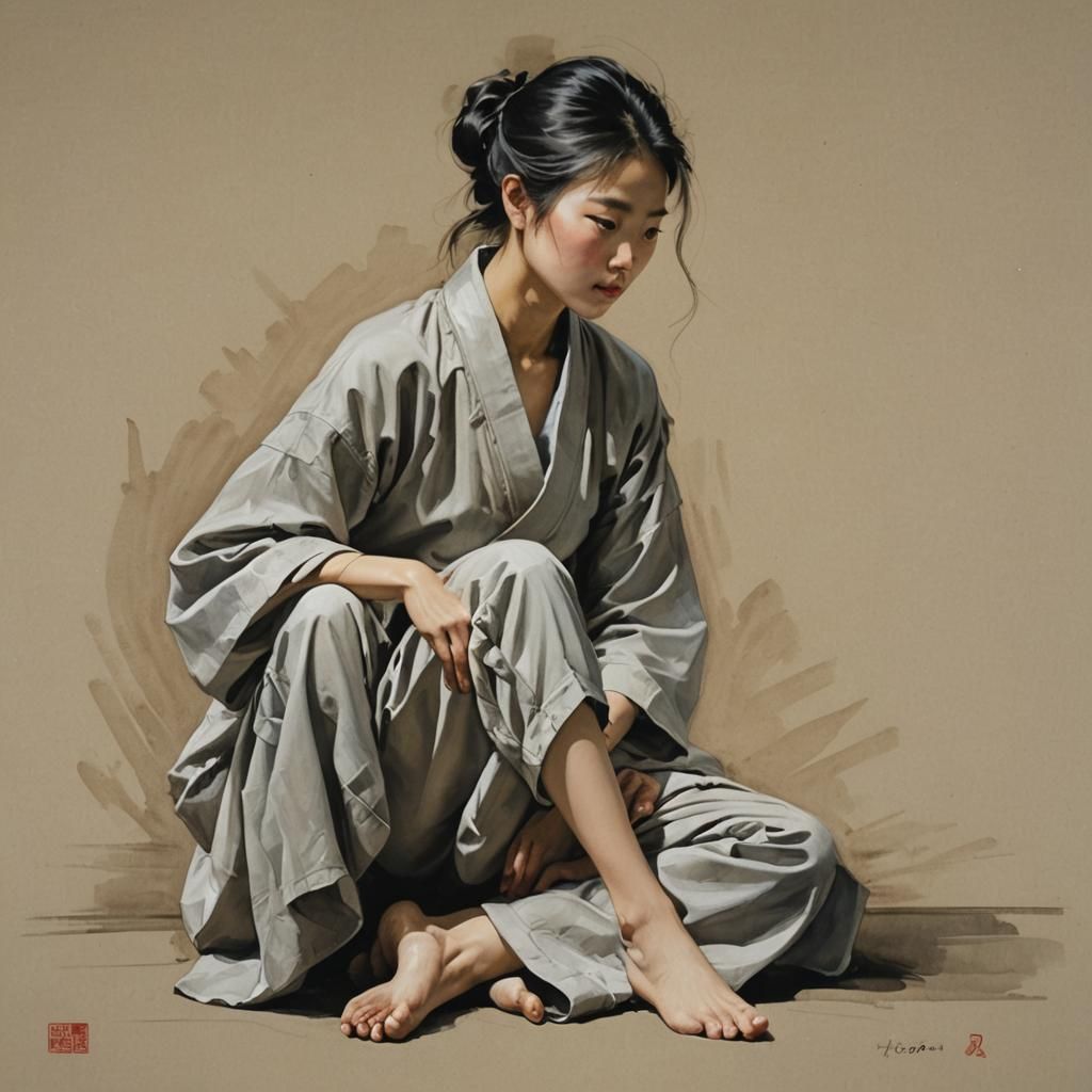 Elegant Figure Study in Oil Painting Style
