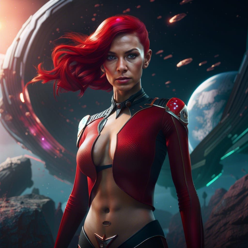 Star Trek Woman with Red Hair: 8k Digital Art