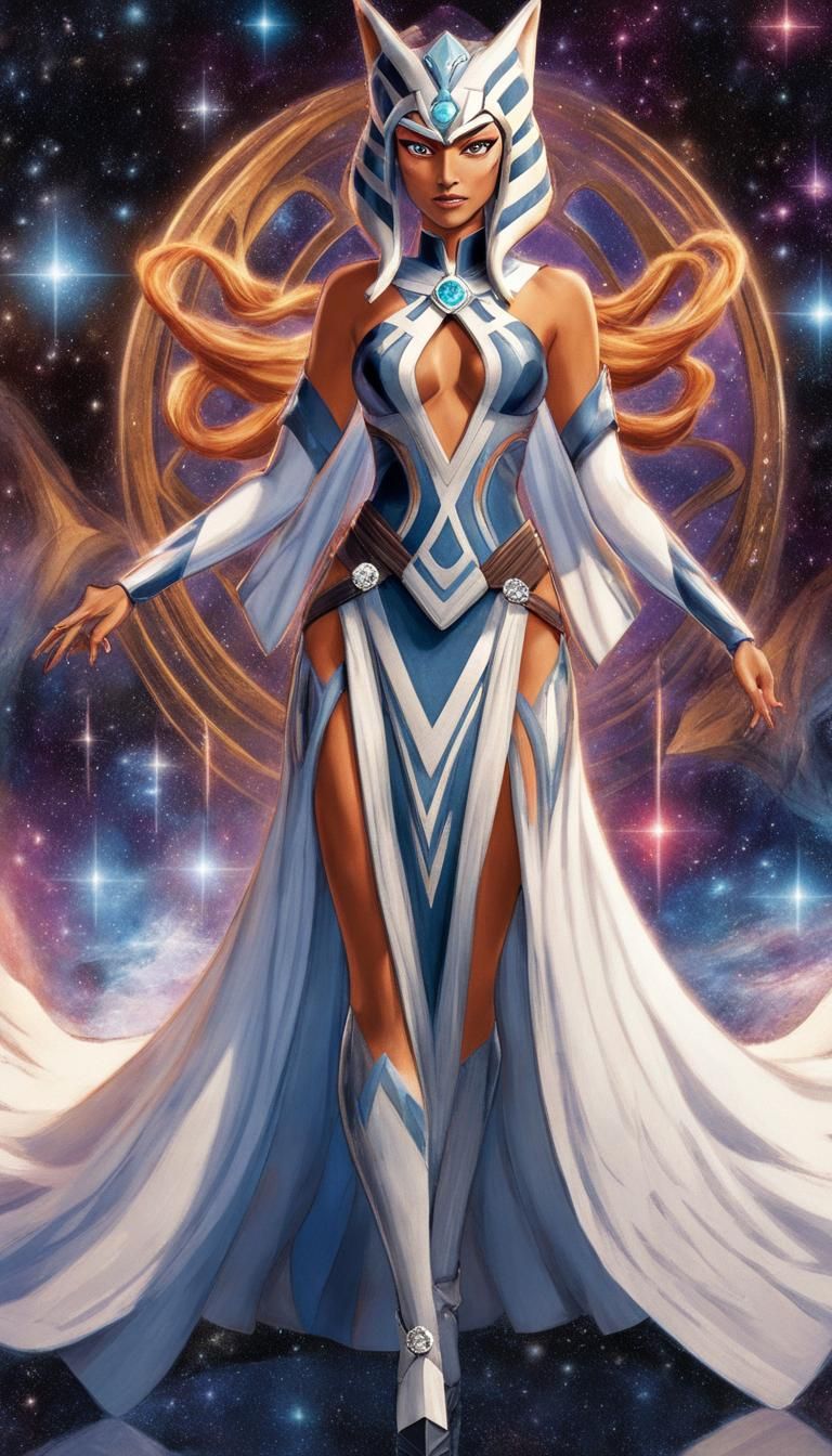 Ahsoka Tano as Astral Goddess in Cosmic Illustration