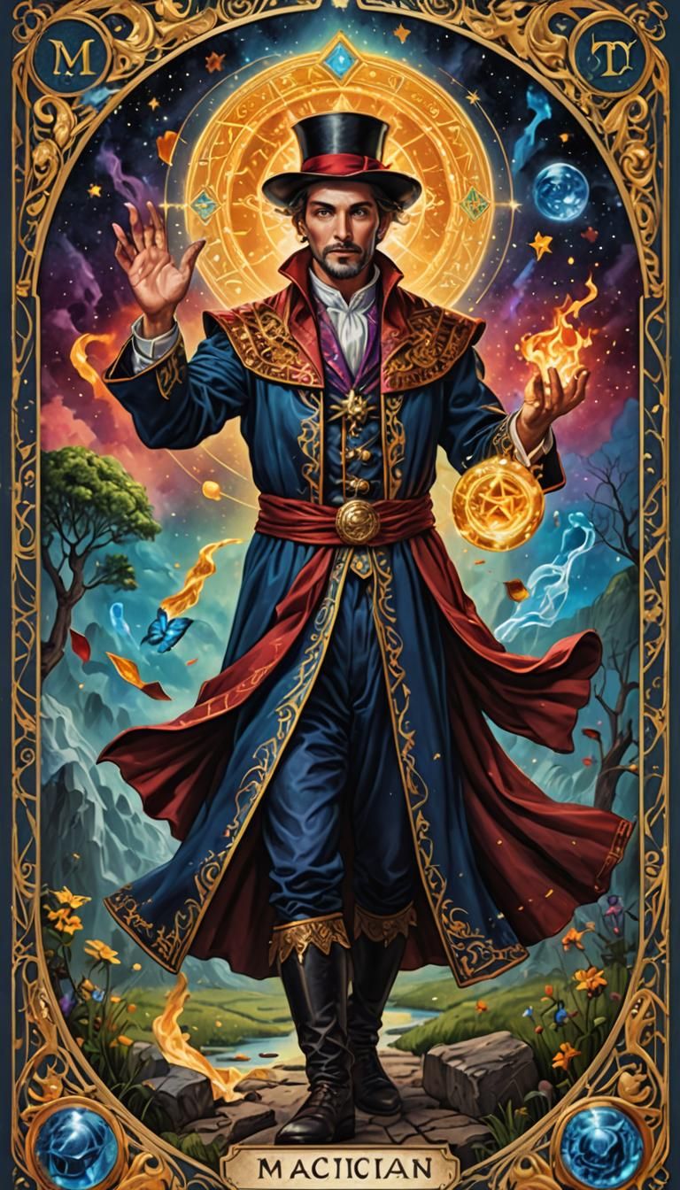 The Magician Tarot Card in Hyperrealistic Detail