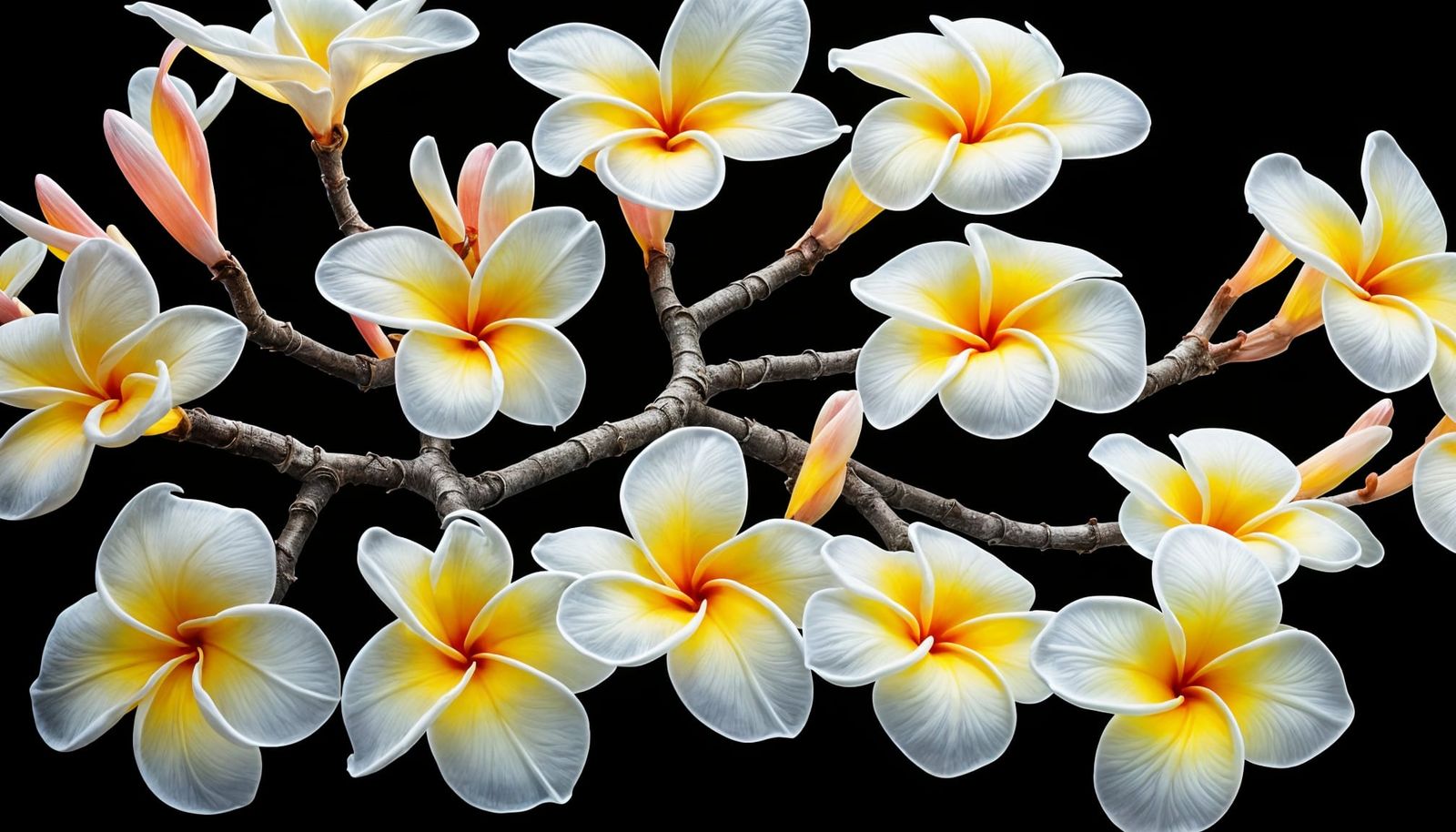 Ethereal Blown Glass Plumeria Branch