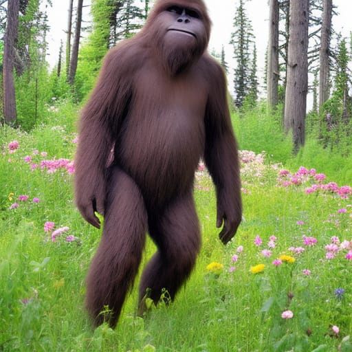 Sasquatch Covered in Flowers in Pacific Northwest