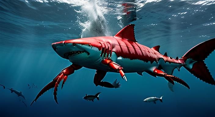 half lobster and half shark hybrid on a rampage