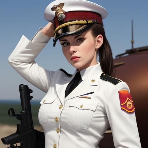 Female Marine Officer in Uniform