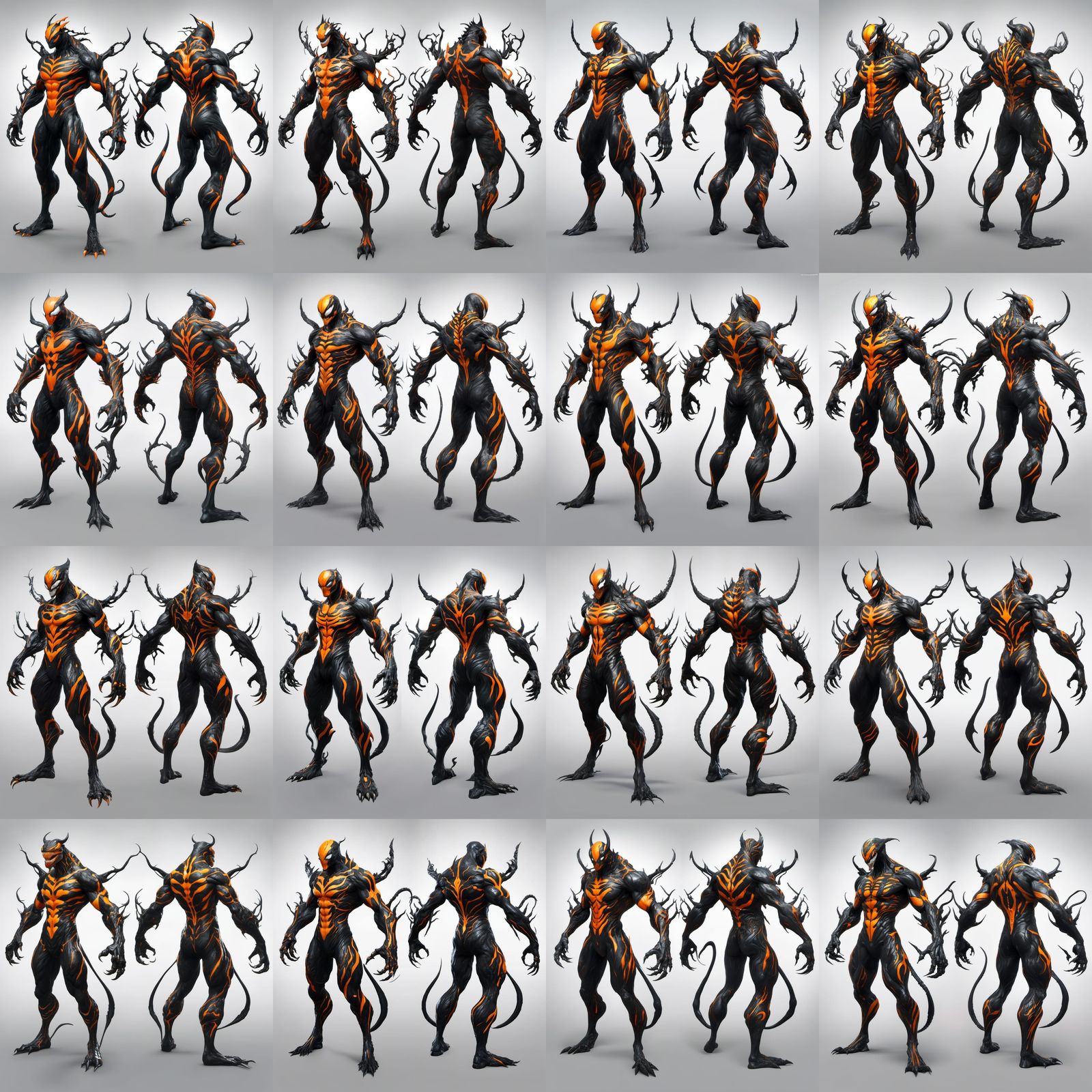 Black and Orange Venom Character with White Stripes