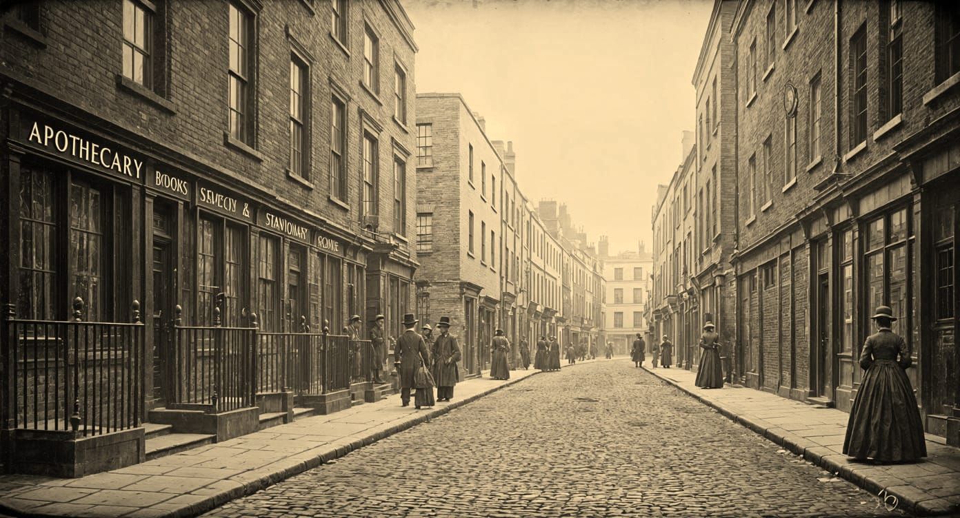 London Storefronts in 1839 with Original Lettering