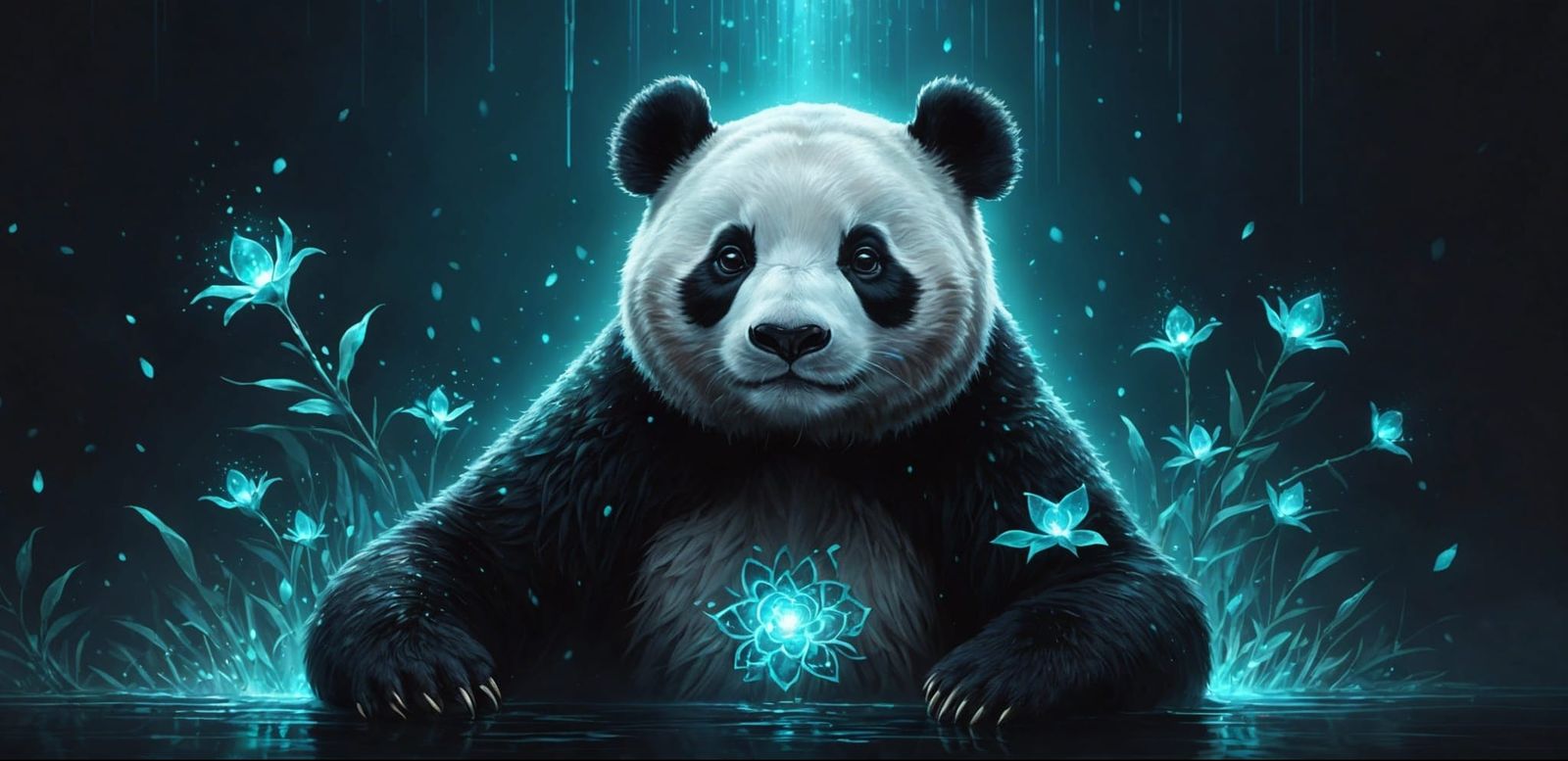 Bioluminescent Panda in Ornate Fantasy Art