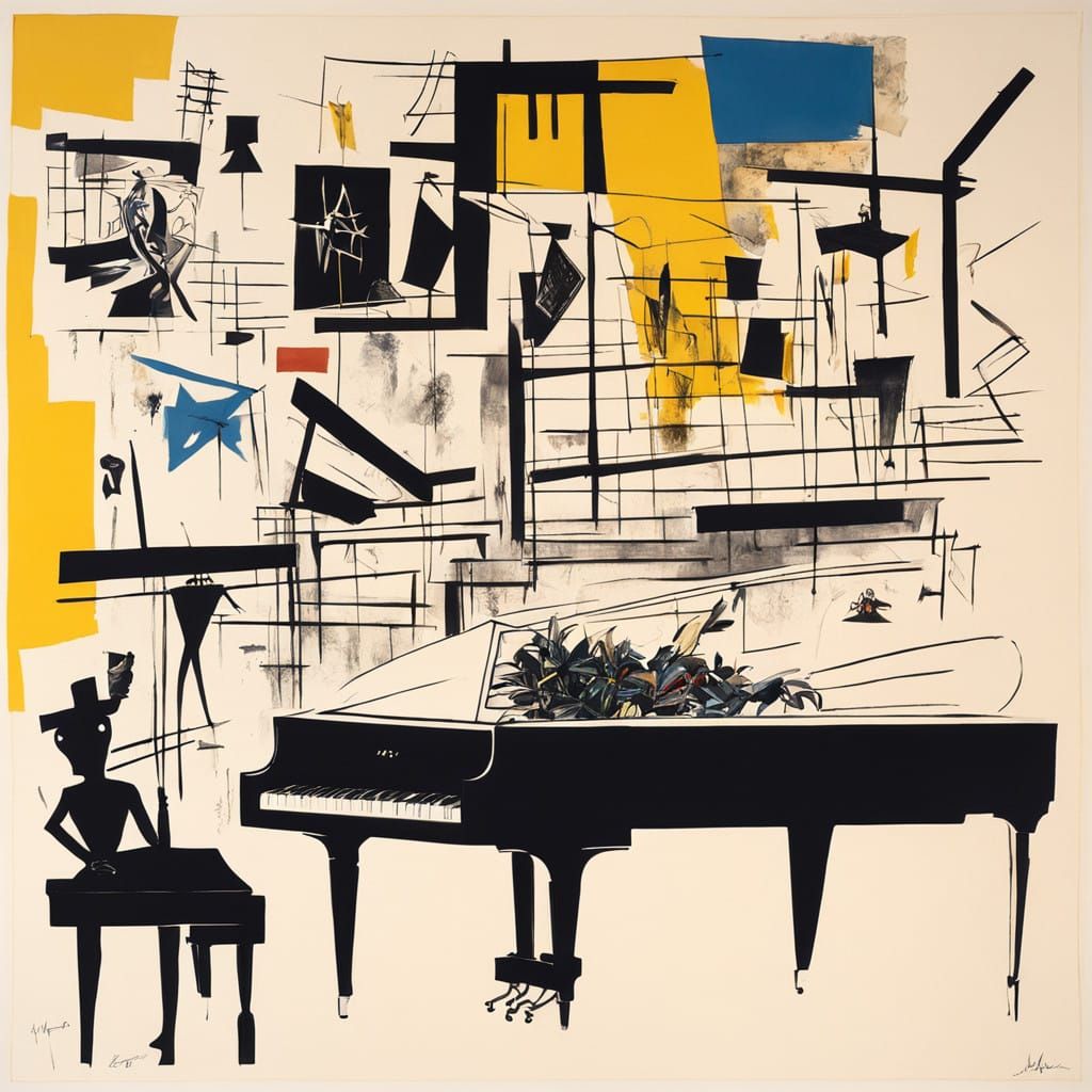 Vibrant Cubist Portrait of a Baby Grand Piano