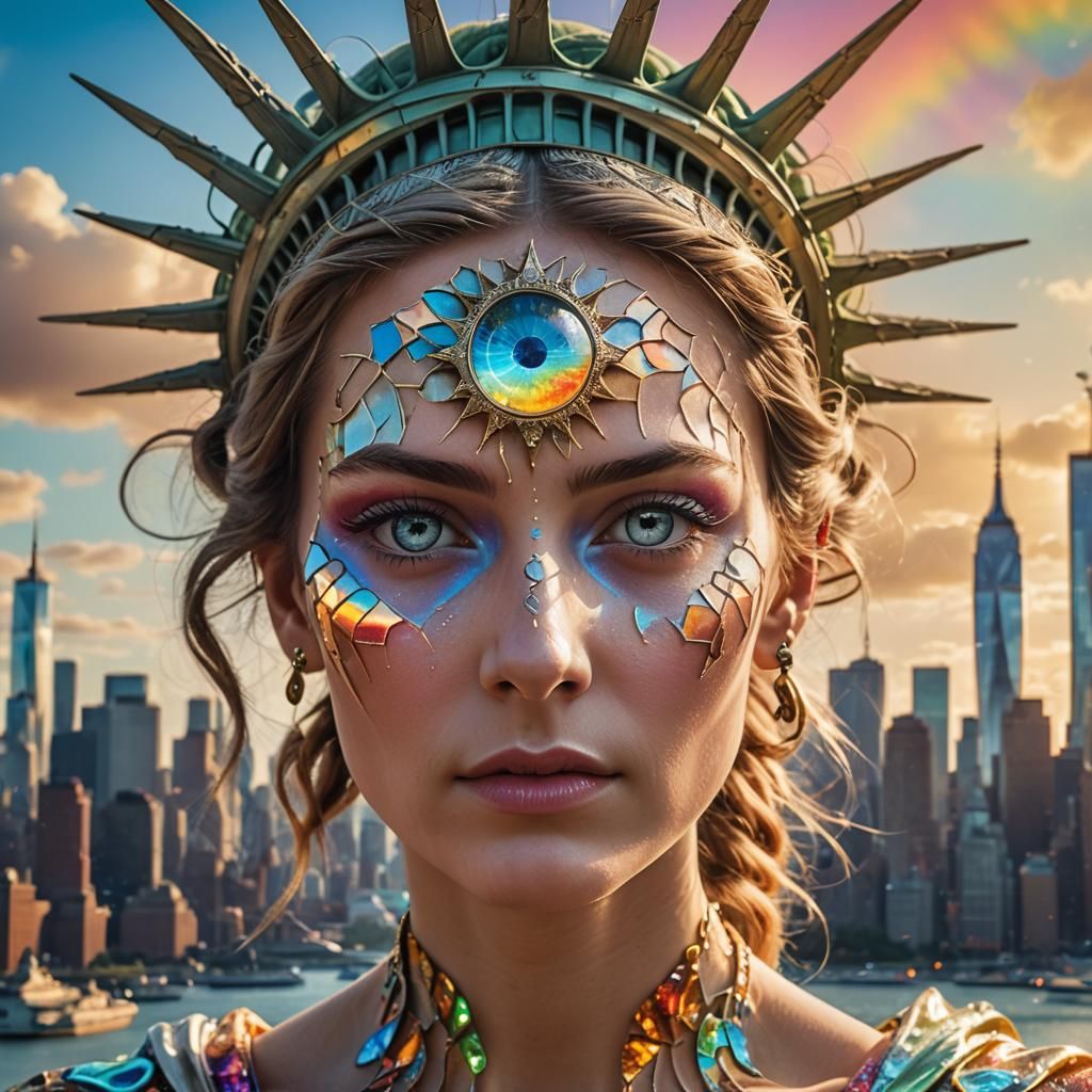 Surreal Portrait: Woman with Glowing Third Eye