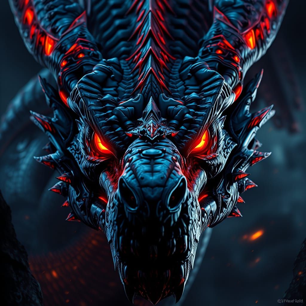 Fierce Dragon Face with Hyper-Realistic Detail