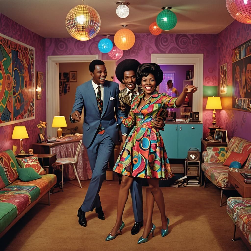 1960s House Party: African American Couple in Semi-Abstract ...