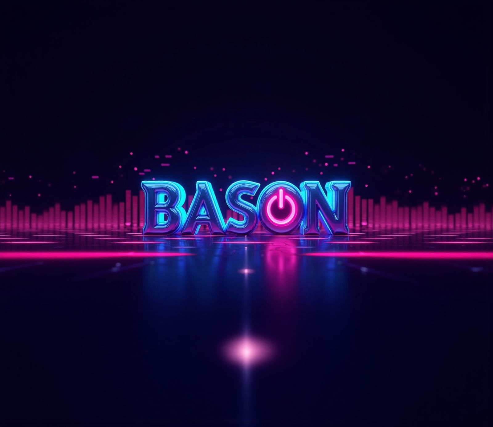 BASON: Neon Music Logo in Synthwave Style