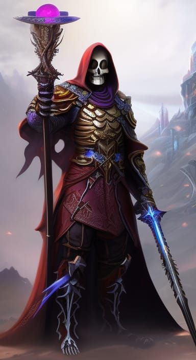 Skeleton Mage with Magic Orb in Fantasy Art