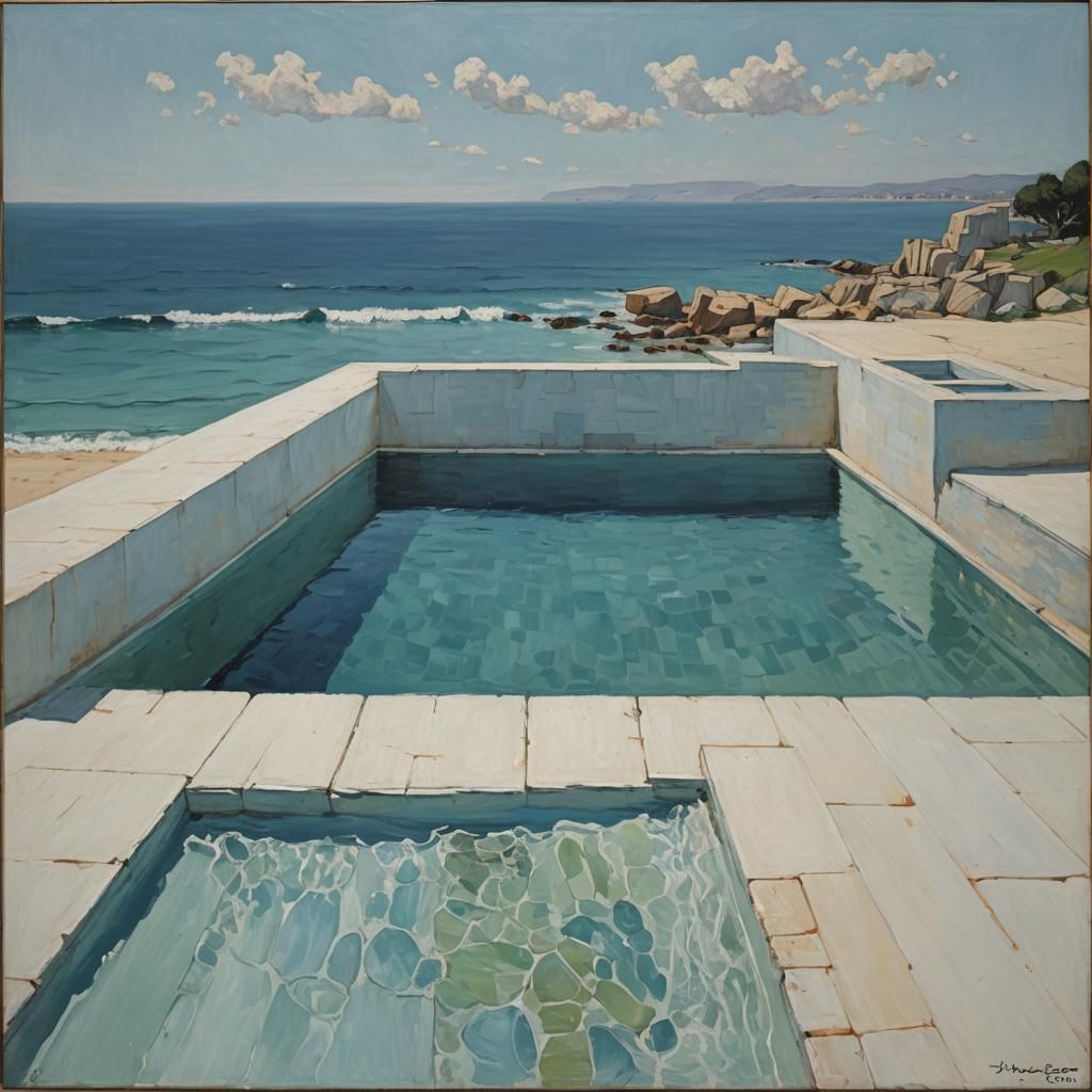 Abstract Ocean Pool in Cubist Style