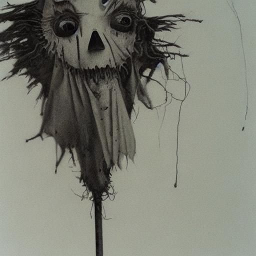 Disturbing Scarecrow in Gammell-Inspired Horror Art