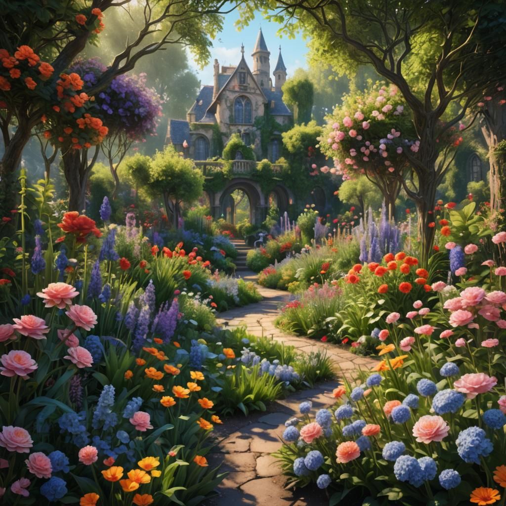 Monet Style Garden Masterpiece in Deep Color