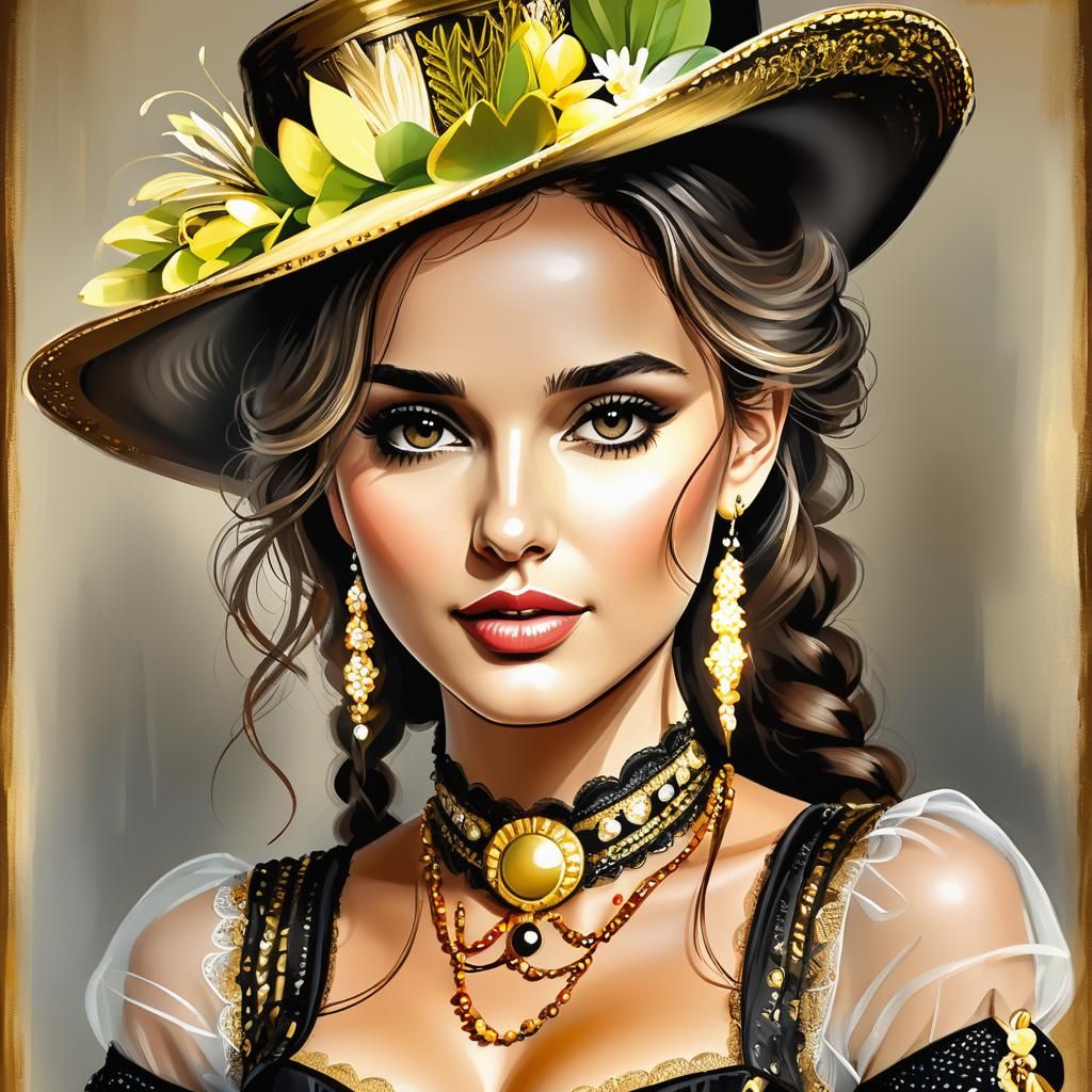 Fantasy Singer in Rococo-Gypsy Cartoon Style