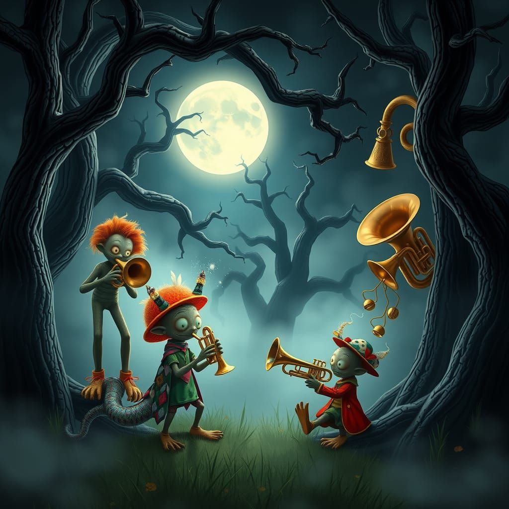 Monster Brass Band in Mystical Forest Clearing