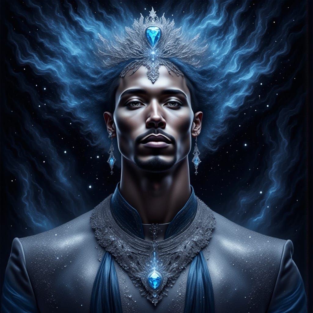 Watercolor Portrait of Man with Blue Hair