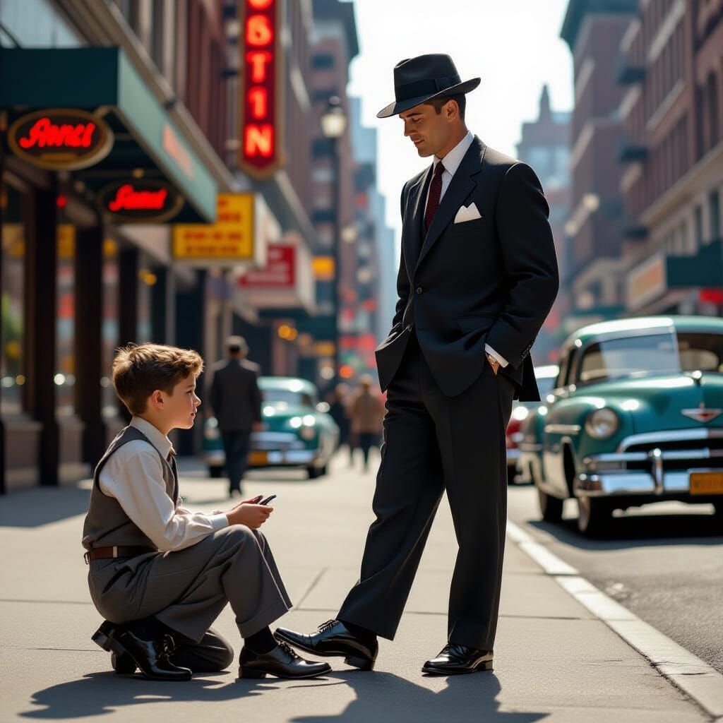 1950s Shoe Shine in Retro-Futurist Style