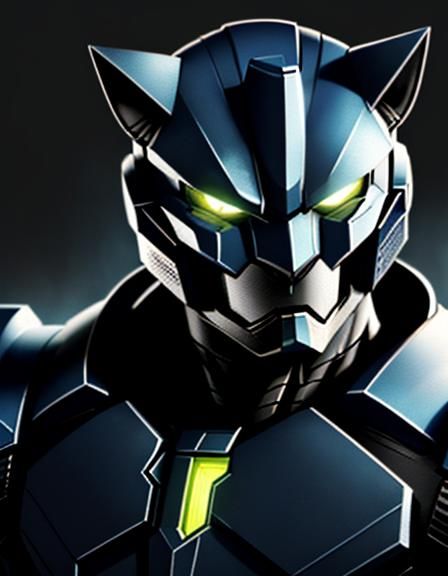 Cybertronian Chartreux Cat as Cel-Shaded Anime Art