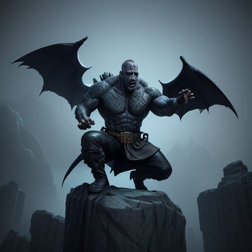 Dwayne Johnson as a Fierce Gargoyle Guardian