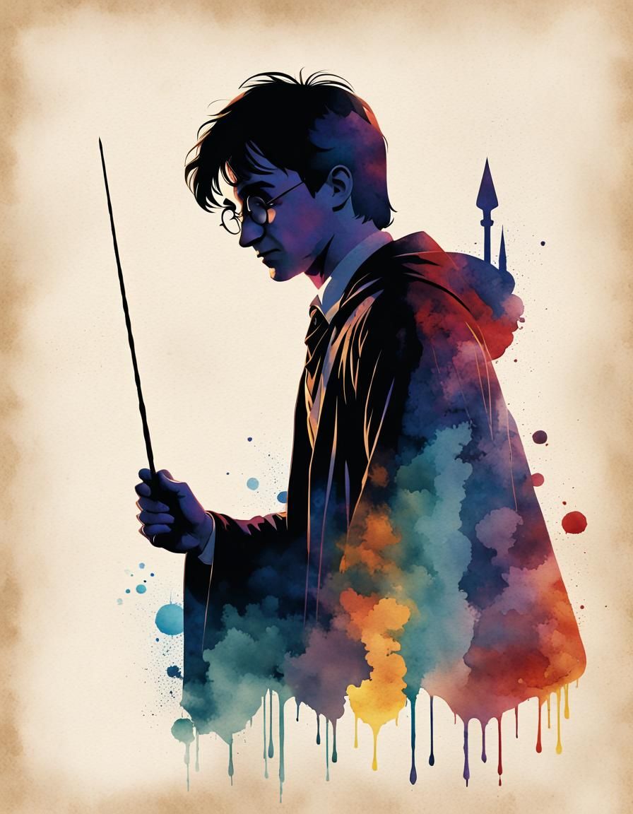 Harry Potter Silhouette in Pop Art Style