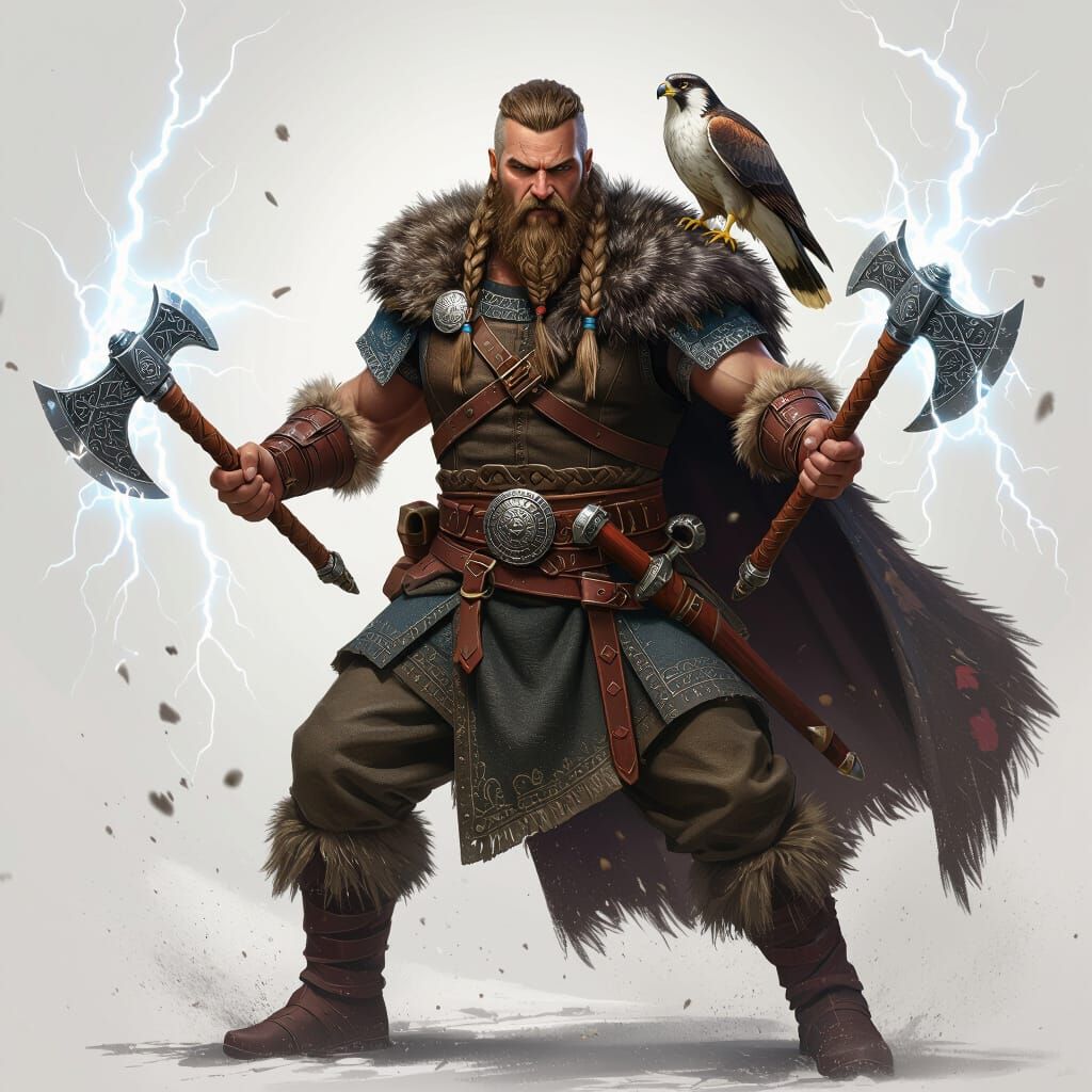 Perun, Slavic God of Thunder, Wielding Lightning Axes