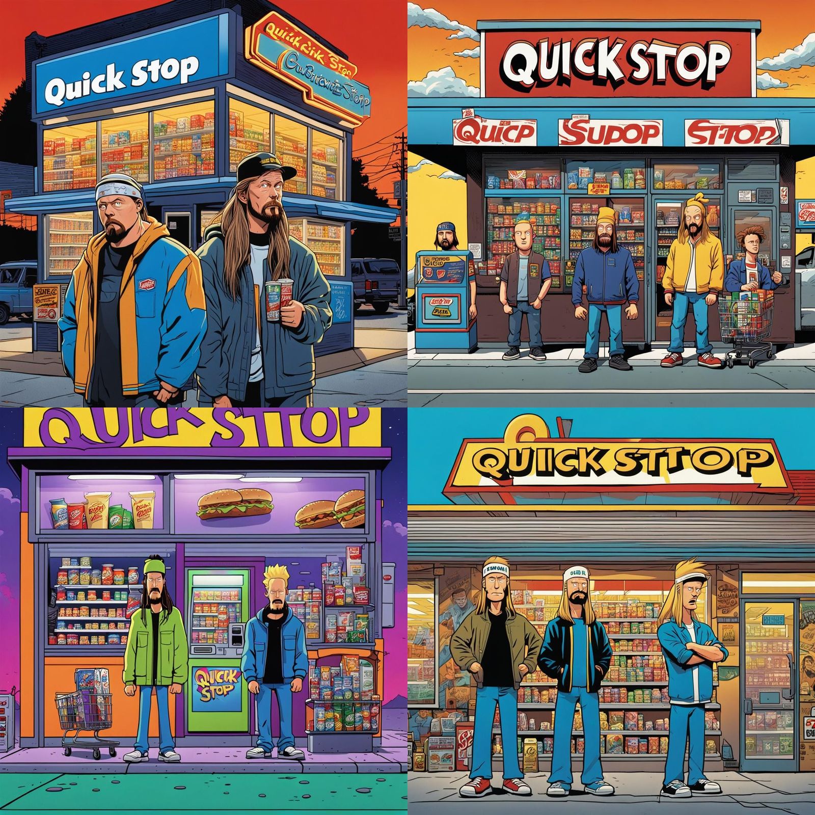 Jay, Silent Bob, Beavis, and Butthead Comic Art