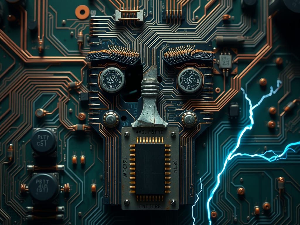 Ancient Electronic Circuit Board Forms Haunting Human Face