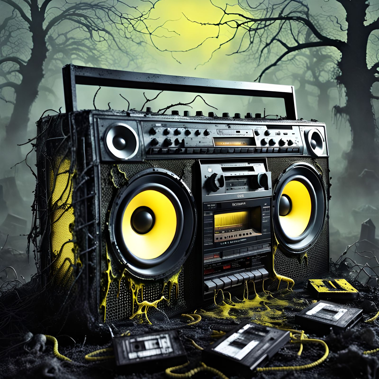 Haunted 80s Boombox from Hell in Gothic Horror Style