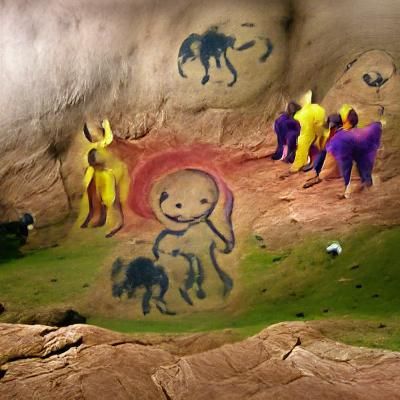 Teletubbies as Prehistoric Cave Painting
