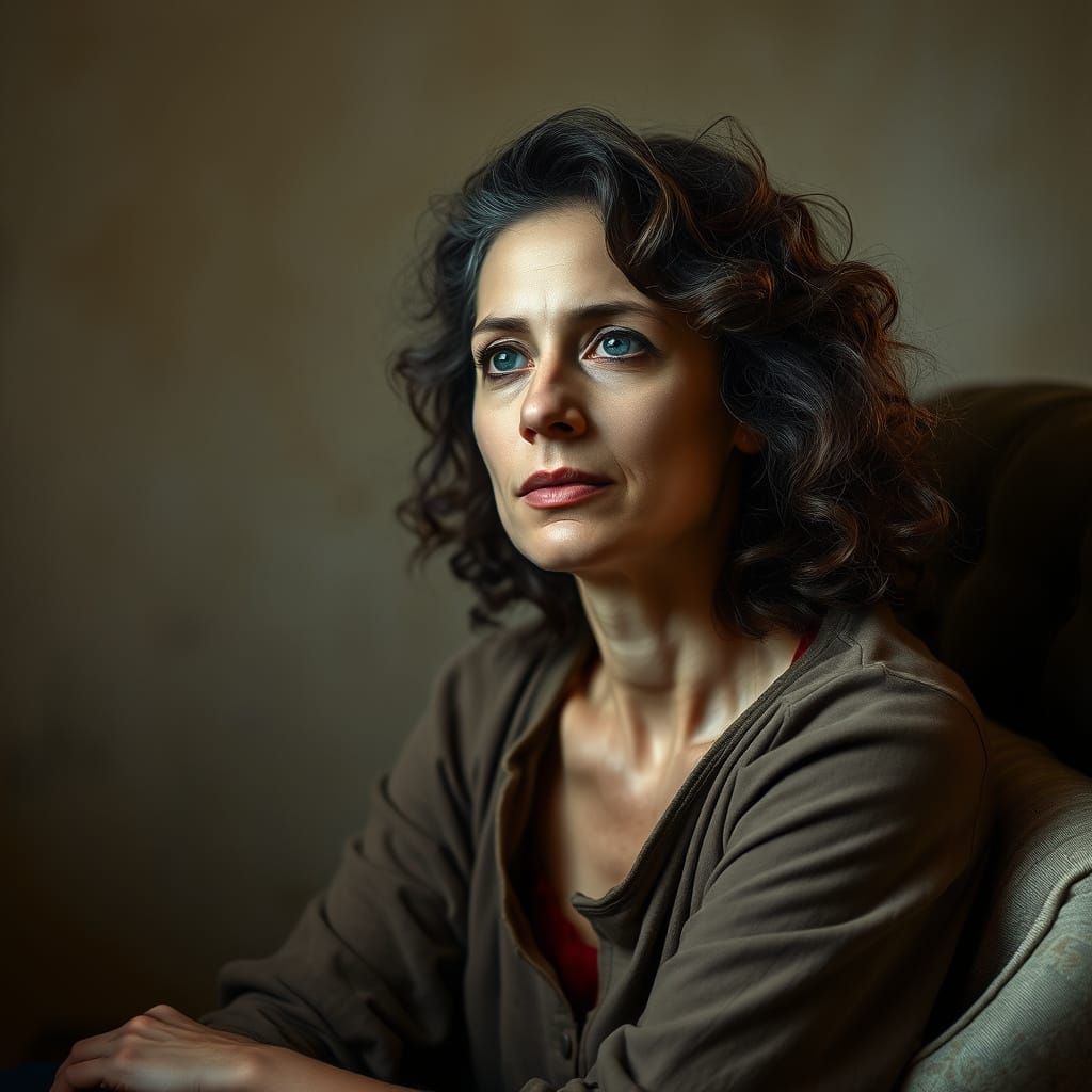 Contemplative European Woman Finds Solace in Serene Surround...