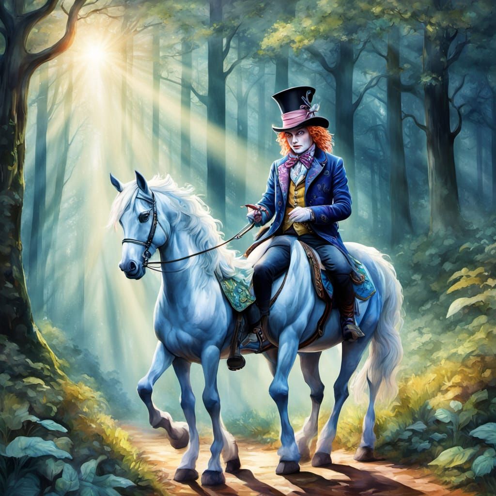 Mad Hatter and Ice Queen Ride Forest Ponies