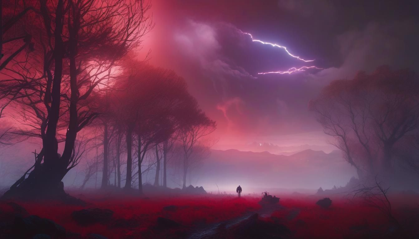 Dramatic Red Flash Digital Matte Painting