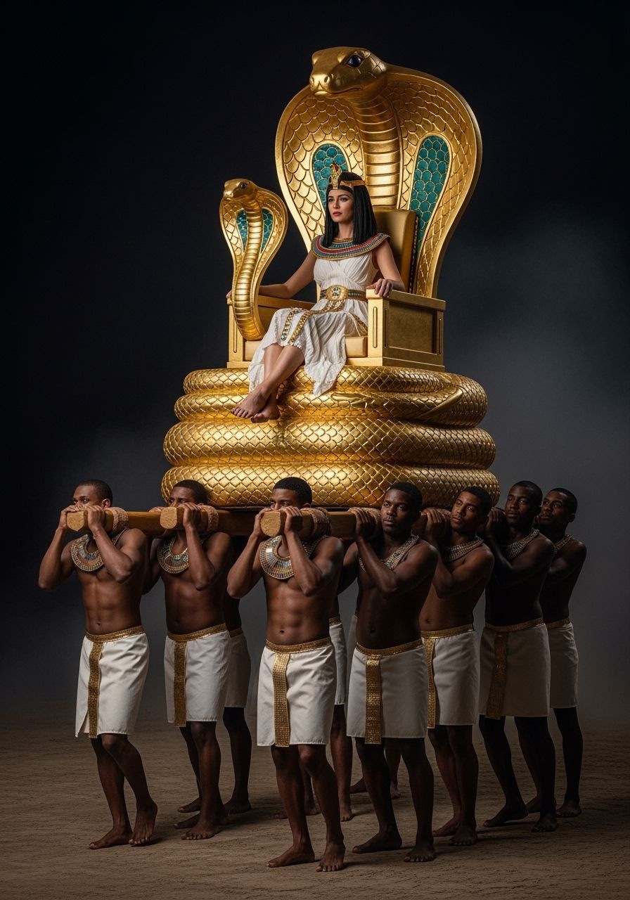 Egyptian Queen on Cobra Throne, Professional Photography