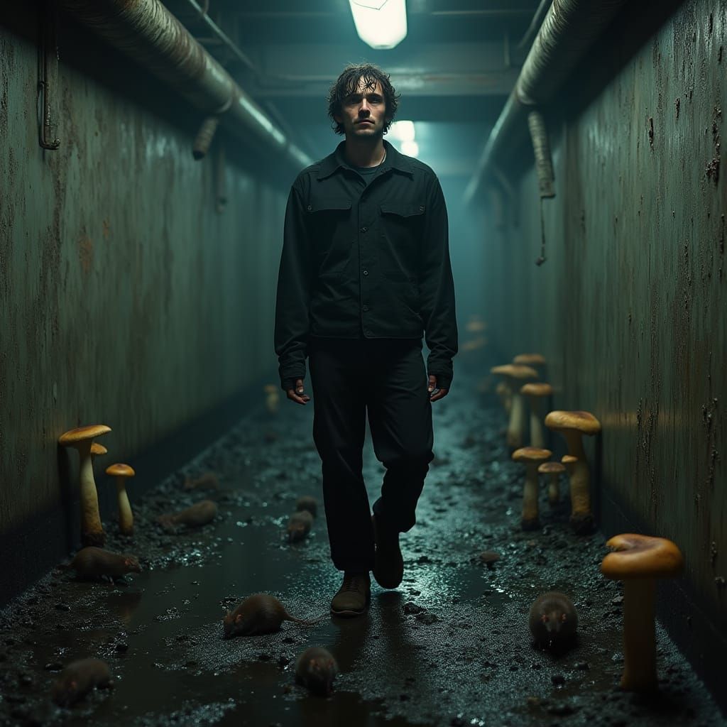 Gritty Sewer Portrait of a Gaunt Man