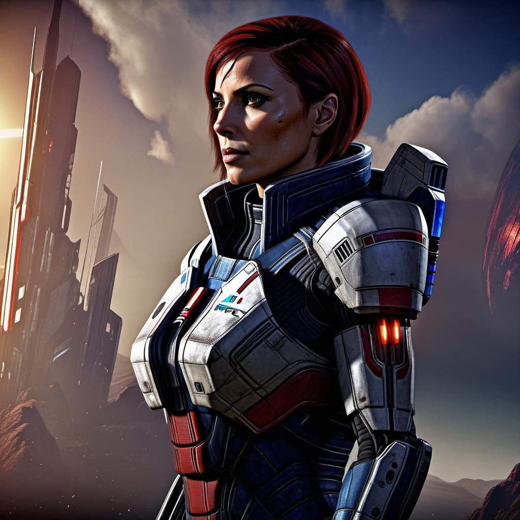 Commander Shepard N7 Armor Sci-Fi Digital Art