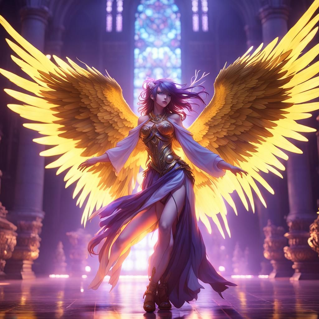 Anime Angel Girl Dancing: Dark Fantasy Art