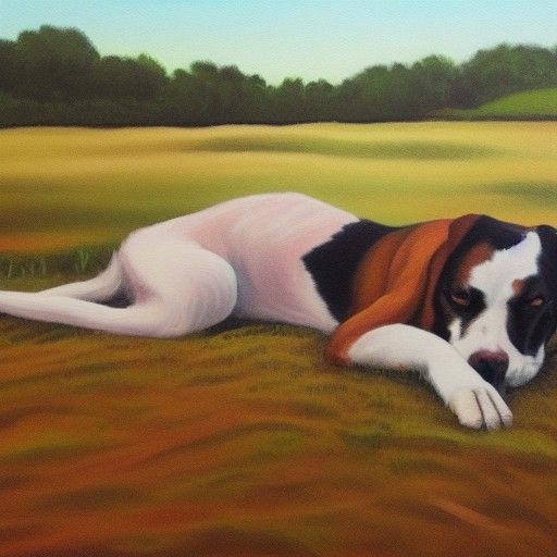 Dog Dreams of Farm Work Painting