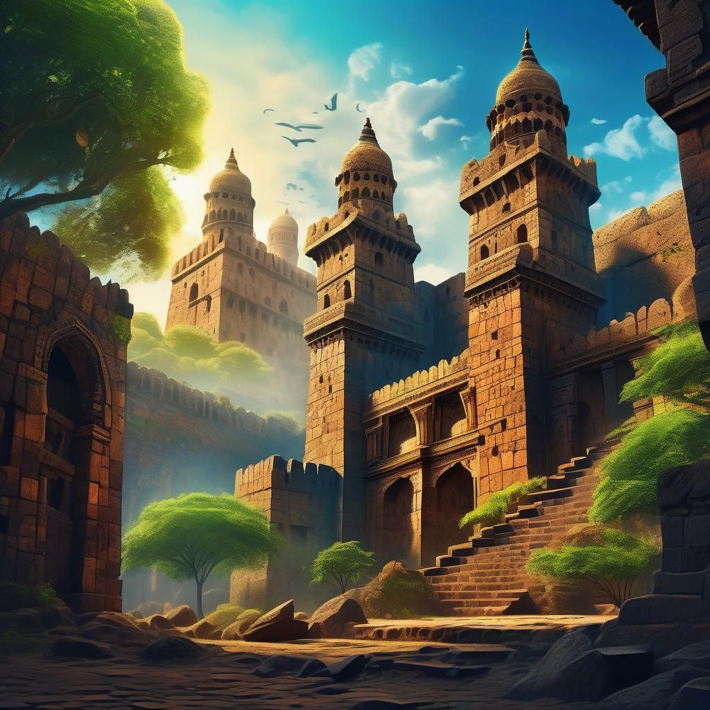 Daulatabad Citadel: Surreal Fantasy Concept Art