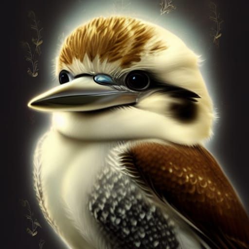 Adorable Baby Kookaburra: Digital Matte Painting
