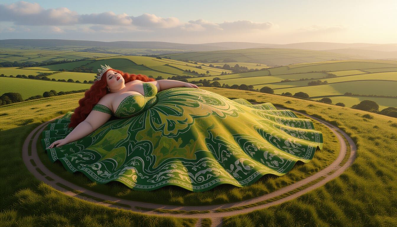 Surreal Fae Queen Merging with Irish Landscape