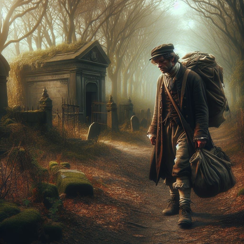 Tired Traveler on a Faded Path, 18th Century Painting