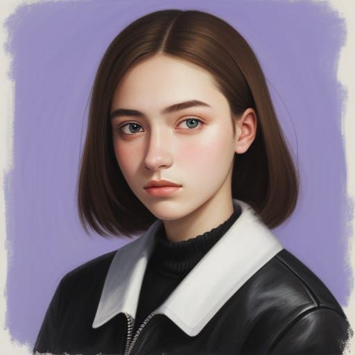 Portrait of a teenage girl in the style of Iryna Pechena
