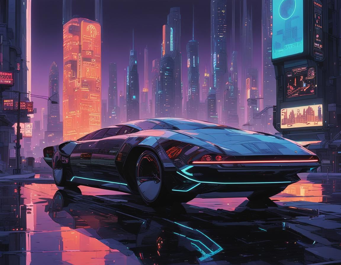 Cyberpunk Anime Cityscape with Holographic Oblivion Dome