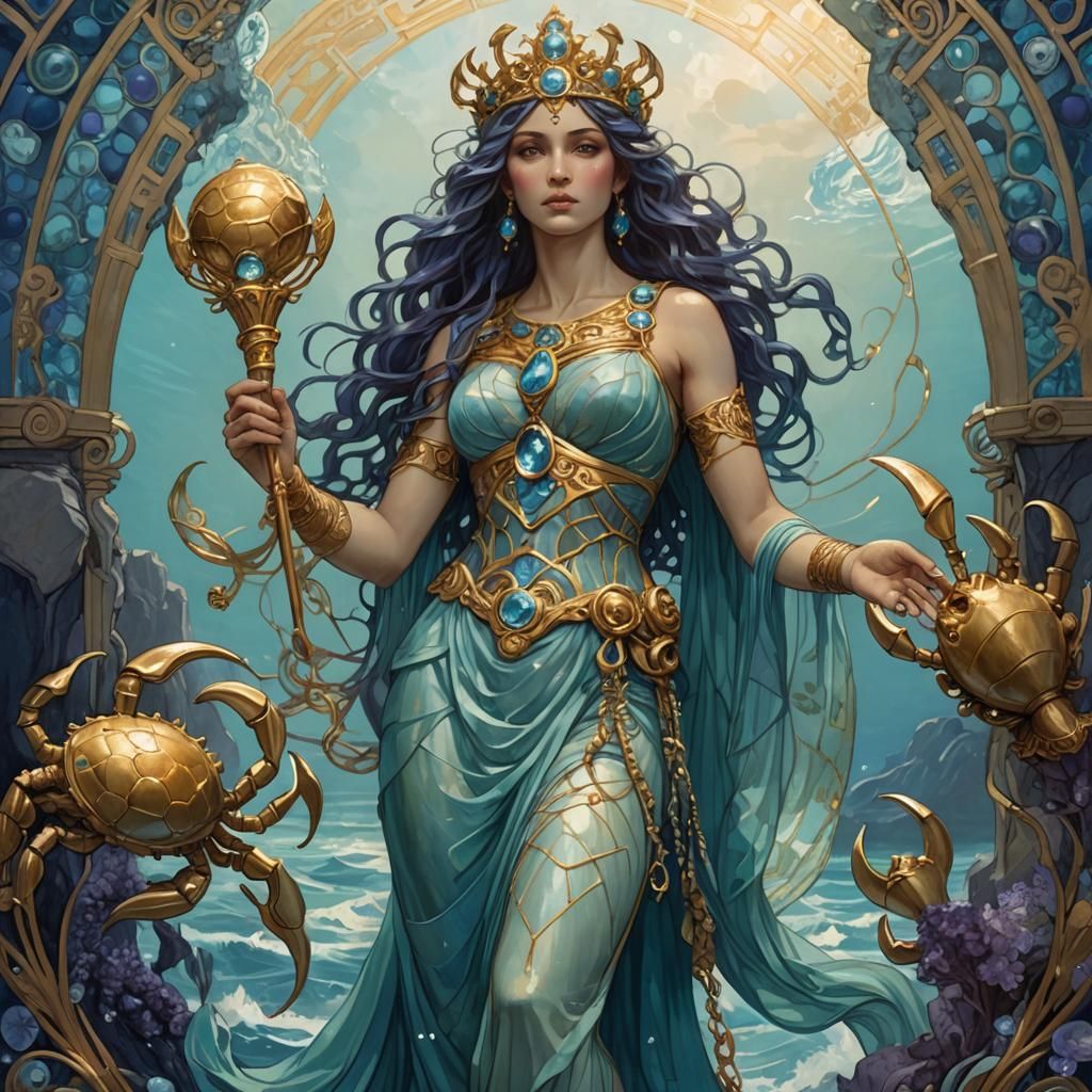 Amphitrite: Grecian Sea Goddess in Art Nouveau Style