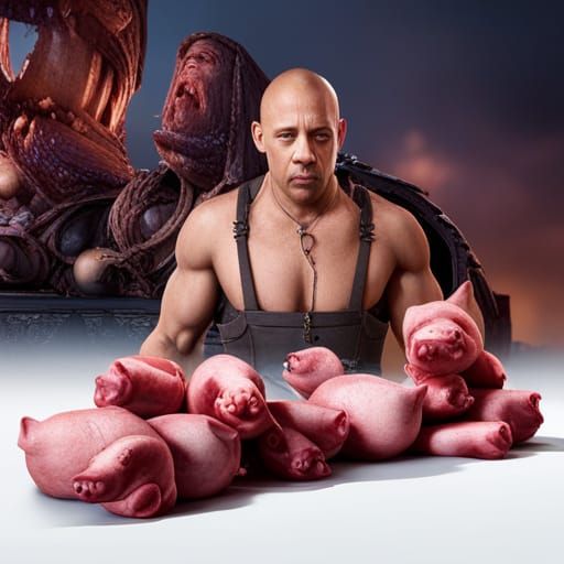 Vin Diesel's Disturbing Feast: Detailed Matte Painting